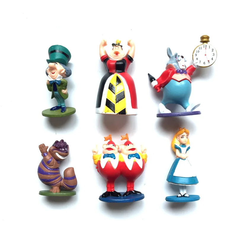 6Pcs/Set Alice in Wonderland Action Figure Dolls Toy Cheshire Cat Alice White Rabbit Mad Hatter Queen of Heart Figures Toy Gifts