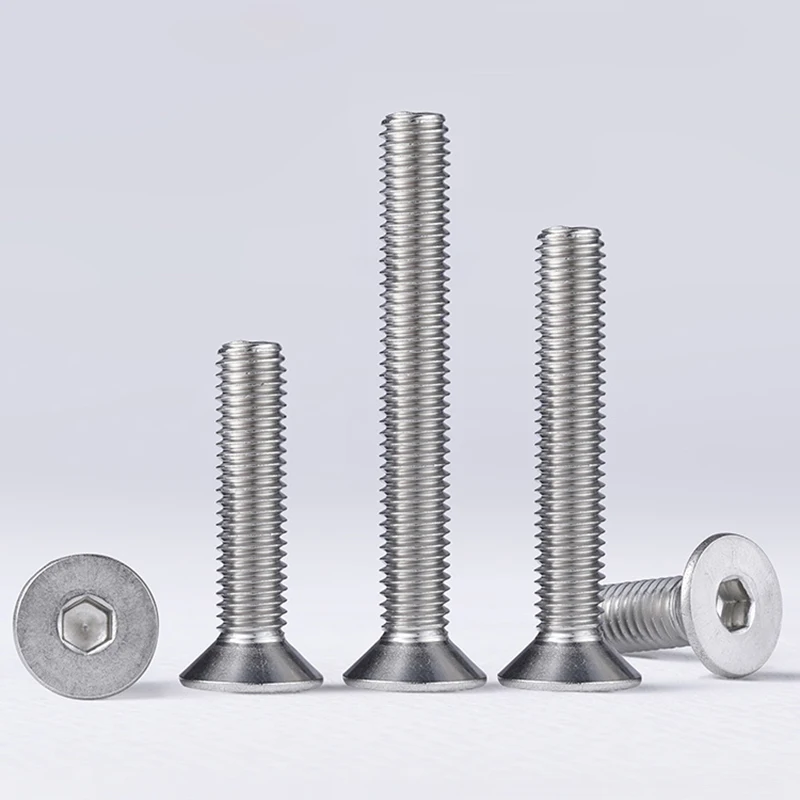 316 Stainless Steel Countersunk Hex Socket Screws Nuts Flat Head Bolts M2-M10 High Strength Corrosion Resistant Fasteners