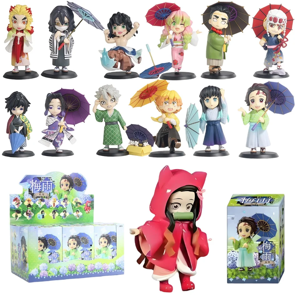 

2026 Hot Anime Demon Slayer Plum Rain Series Blind Box Figures Tanjiro Kamado Nezuko Action Figure Statue Model Collection Toys