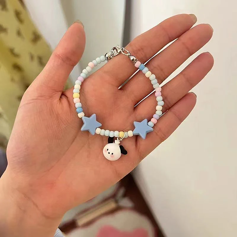 Pulsera ajustable con colgante de gato y perro, brazalete con cuentas de estrella de dibujos animados, Kawaii, KT, a la moda, accesorios de joyería para pareja, regalos