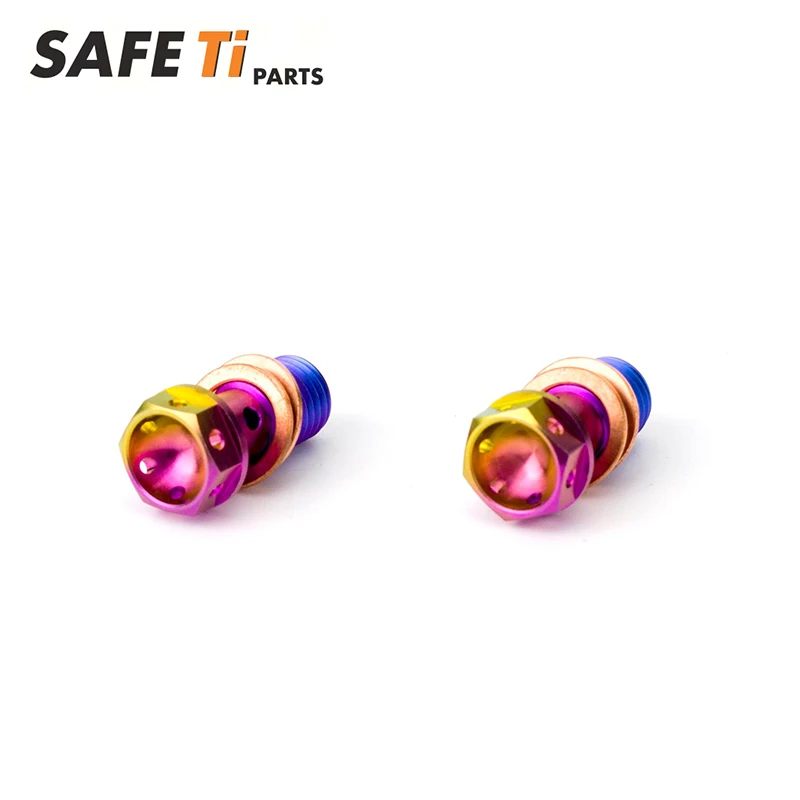 GR5 Titanium Brake Banjo Bolt Kit 2B+4W for KTM HUSQVARNA GASGAS Dirt Bike | Burned Blue Brake Line Fitting Fasteners Motocross