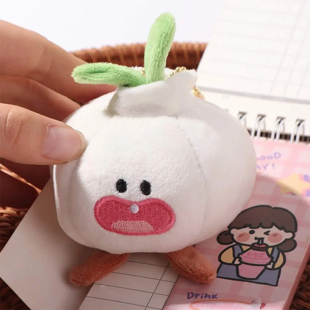 Pflanzen-Schlüsselanhänger, Knoblauch-Plüschpuppe, niedlich, lustig, einzigartig, vegetarisch, Gemüse, Schlüsselanhänger, Cartoon-Schlüsselanhänger, Knoblauch-Anhänger, Rucksack-Anhänger