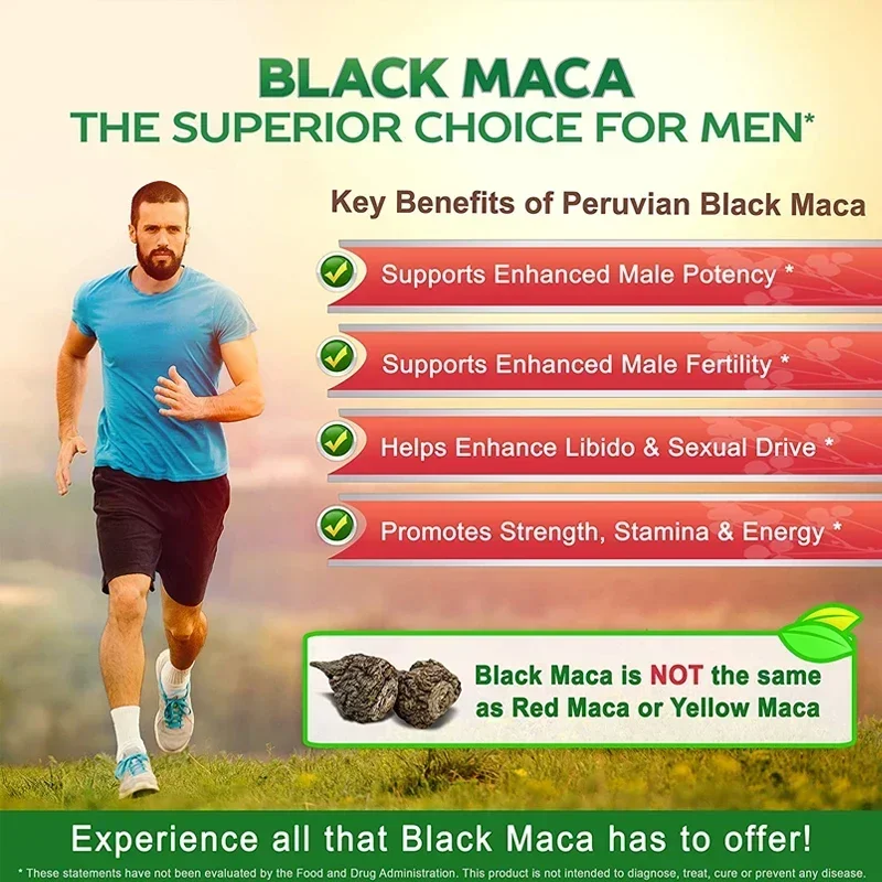 Black Maca Root - Enhances Male Energy, Vitality and Stamina, Balances Hormones, Improves Memory & Mental Clarity