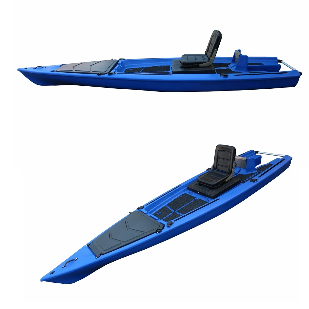 Kayak Eléctrico de un Solo Pedal con Motor, Nuevo Diseño, Material LLDPE Resistente, Canoa Sit-On-Top para Pesca, Surf y Remo
