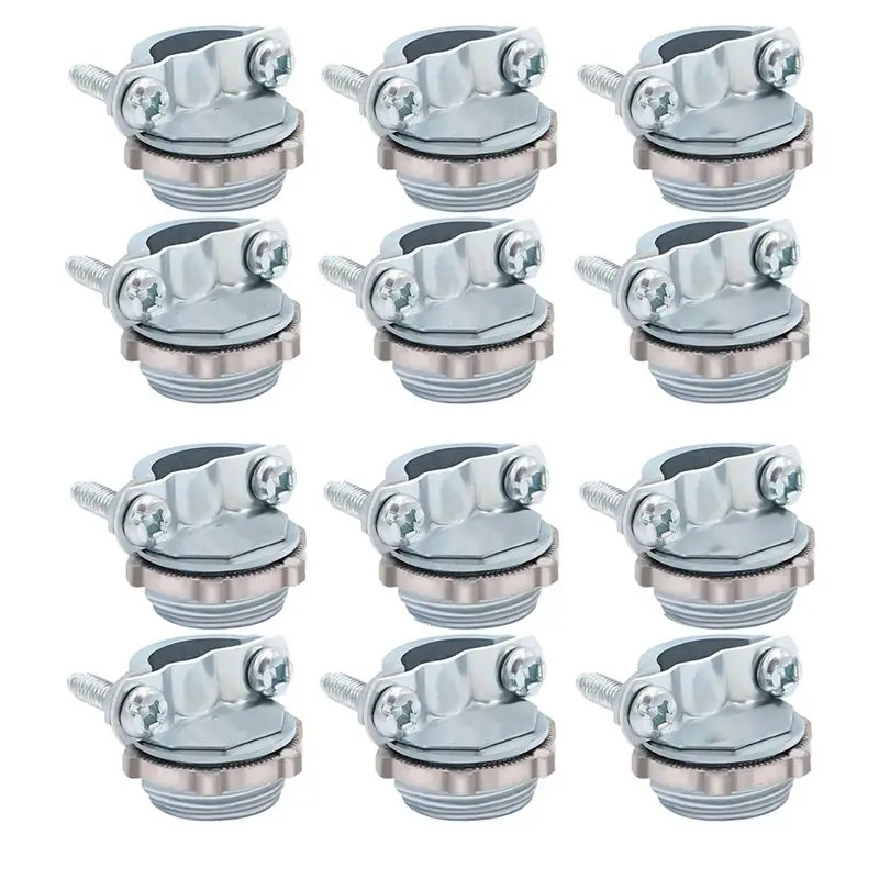 B52C For NM Cables, Wire Clamps In 12 Pack 1/2 Inch Clamp Type Cable Connectors, Zinc Alloy For Electric Wires, Metallic Conduit