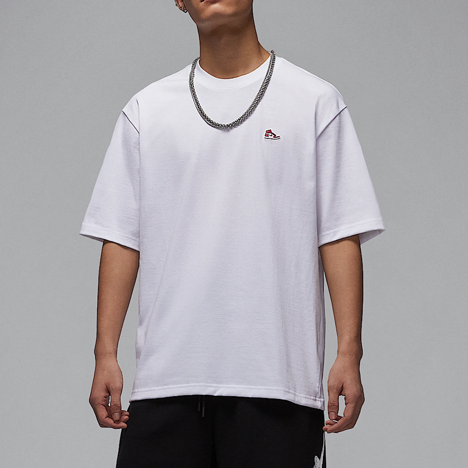 Camiseta masculina oficial Nike JORDAN solta respirável com gola redonda de manga curta HJ2327-100