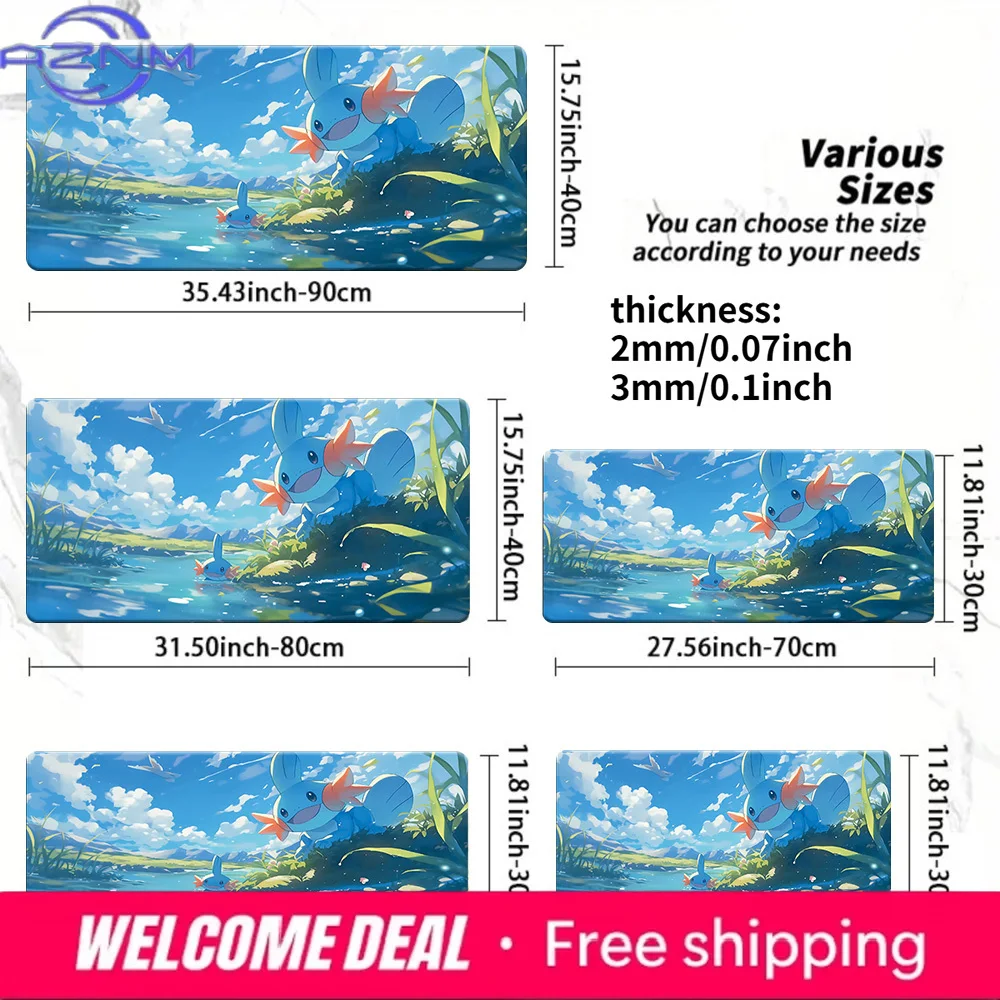 Mudkip in Sunny River Scenery Large Gaming Mouse Pad