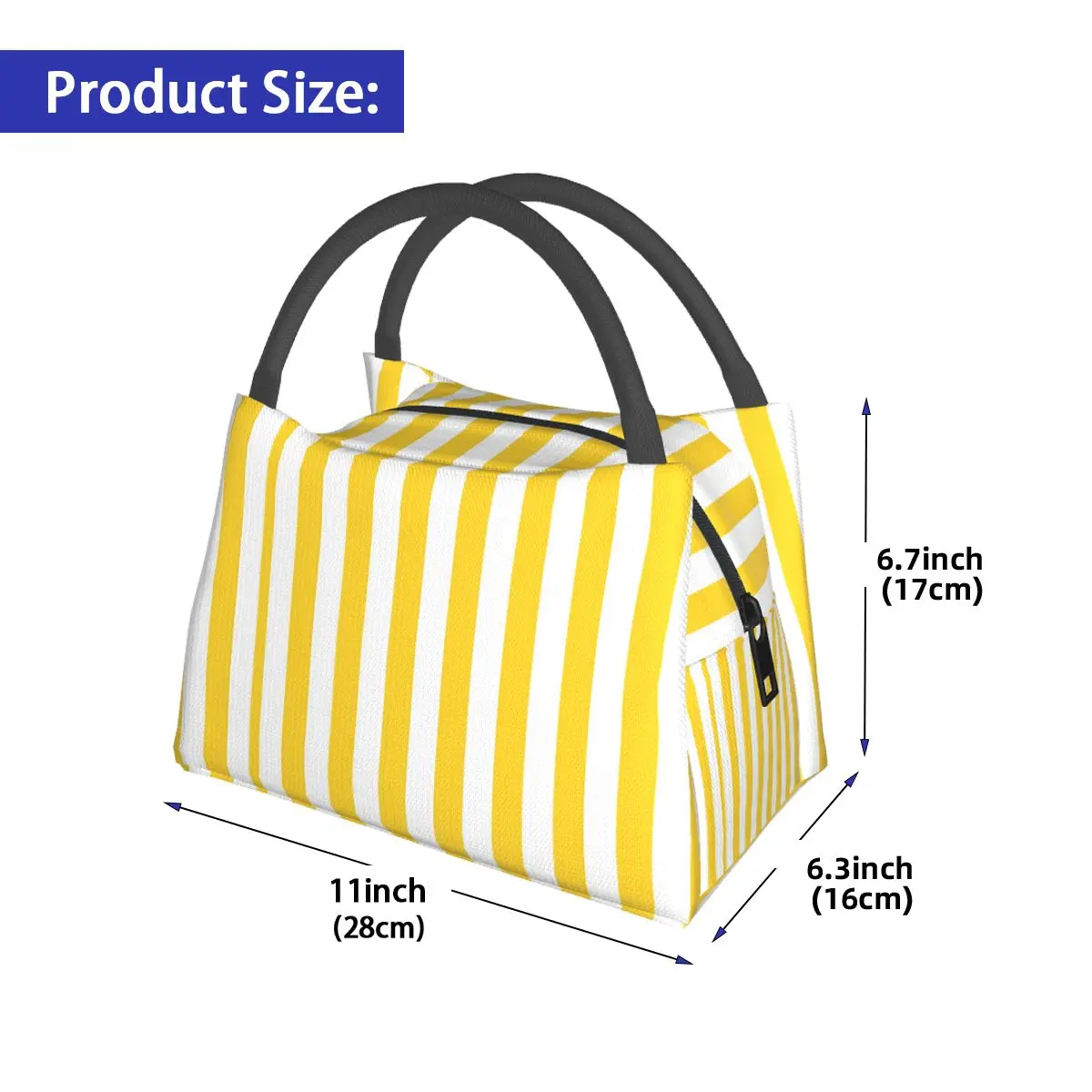 Stripes Narrow Stripe Insulated Lunch Bag for School Picnic Storage Food Boxes Portable Container Cooler Thermal Lunch Box Tote