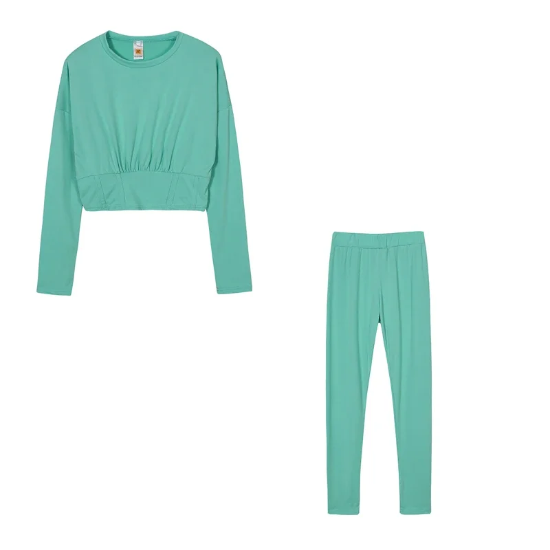 2023 neue AutumnWomen's Reine Farbe Sport Taille Anzug Mode Lässig Zwei-stück Set – Detail 34