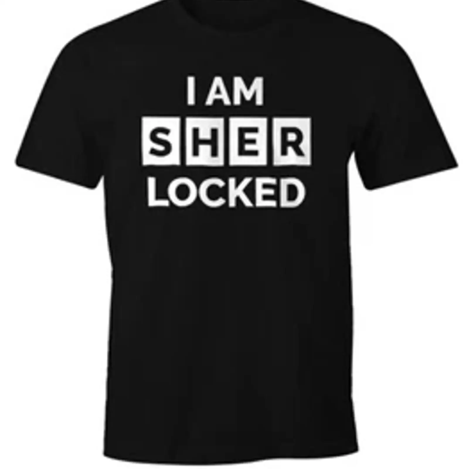 Camiseta masculina I am I'm SHERLOCKED Moonworks vintage lavada, elegante, confortável, ligeiramente estilo designer, versátil.