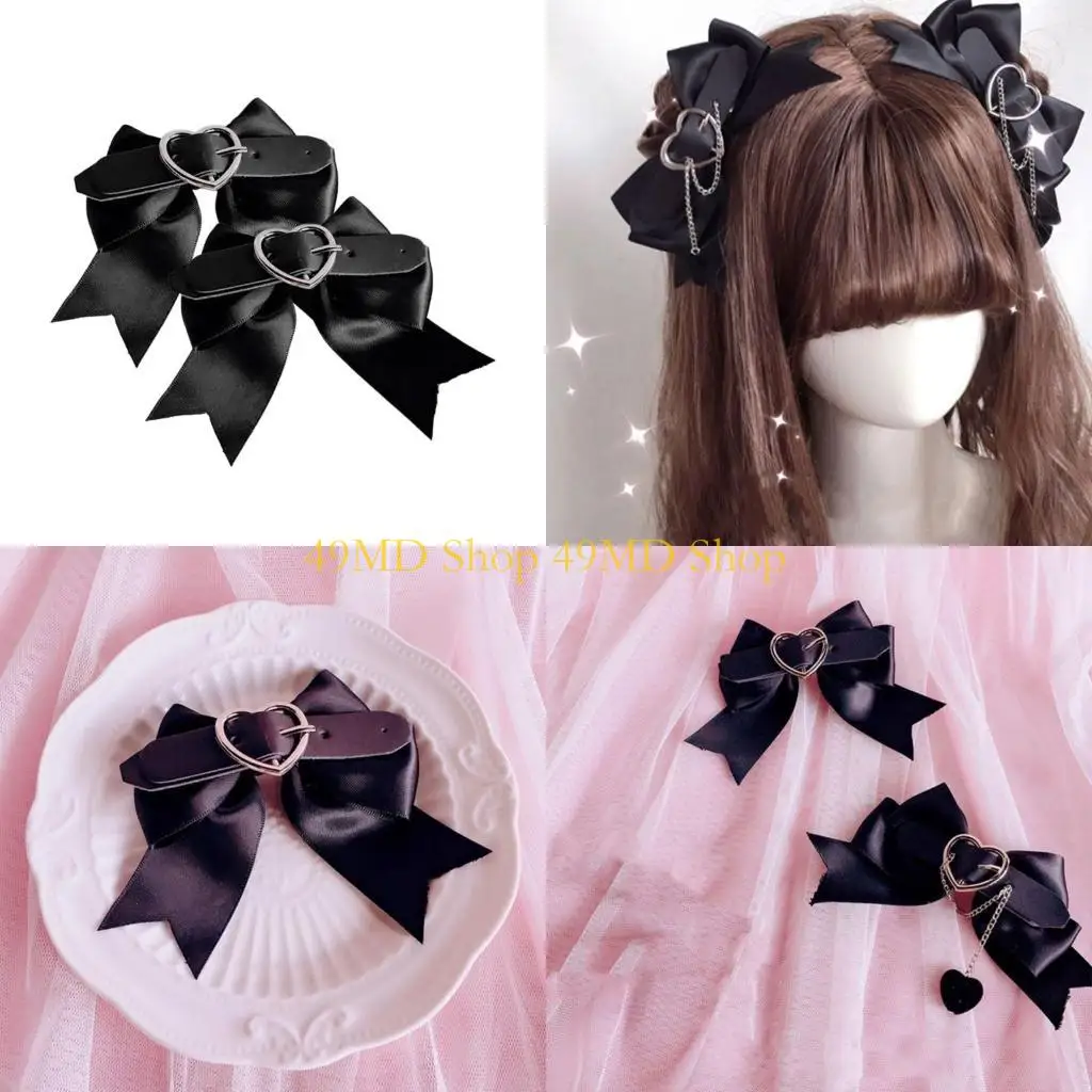 �y�Z�[�����z49MD 2PCS HARAJUKU BOWKNOT��HEART HEARPIN HALLOWEEN GIRLS PONYTAIL BANGS�w�A�N���b�v