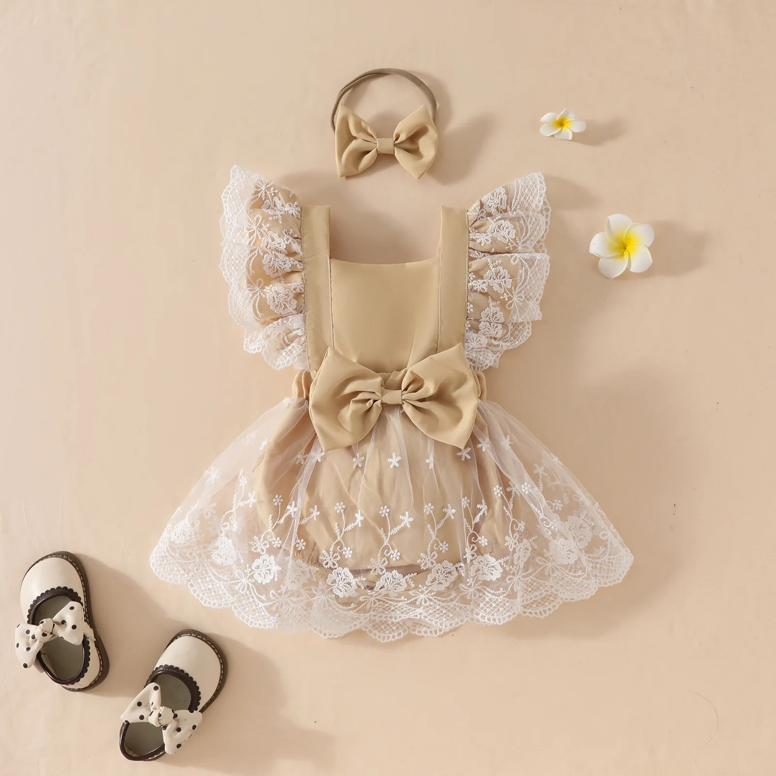 

Baby Girl Bodysuit Dresses for Birthday Party Costume 3D Flower Princess Romper Infants Onesies Summer Clothes for Newborn Girl