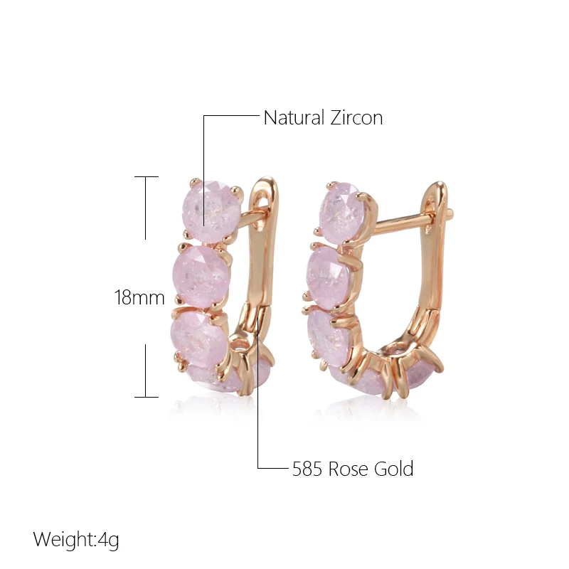 Kinel New Emerald Round Cut Zircon Drop Earrings for Women Luxury Natural Zircon With 585 Rose Gold Earrings Wedding Jewelry