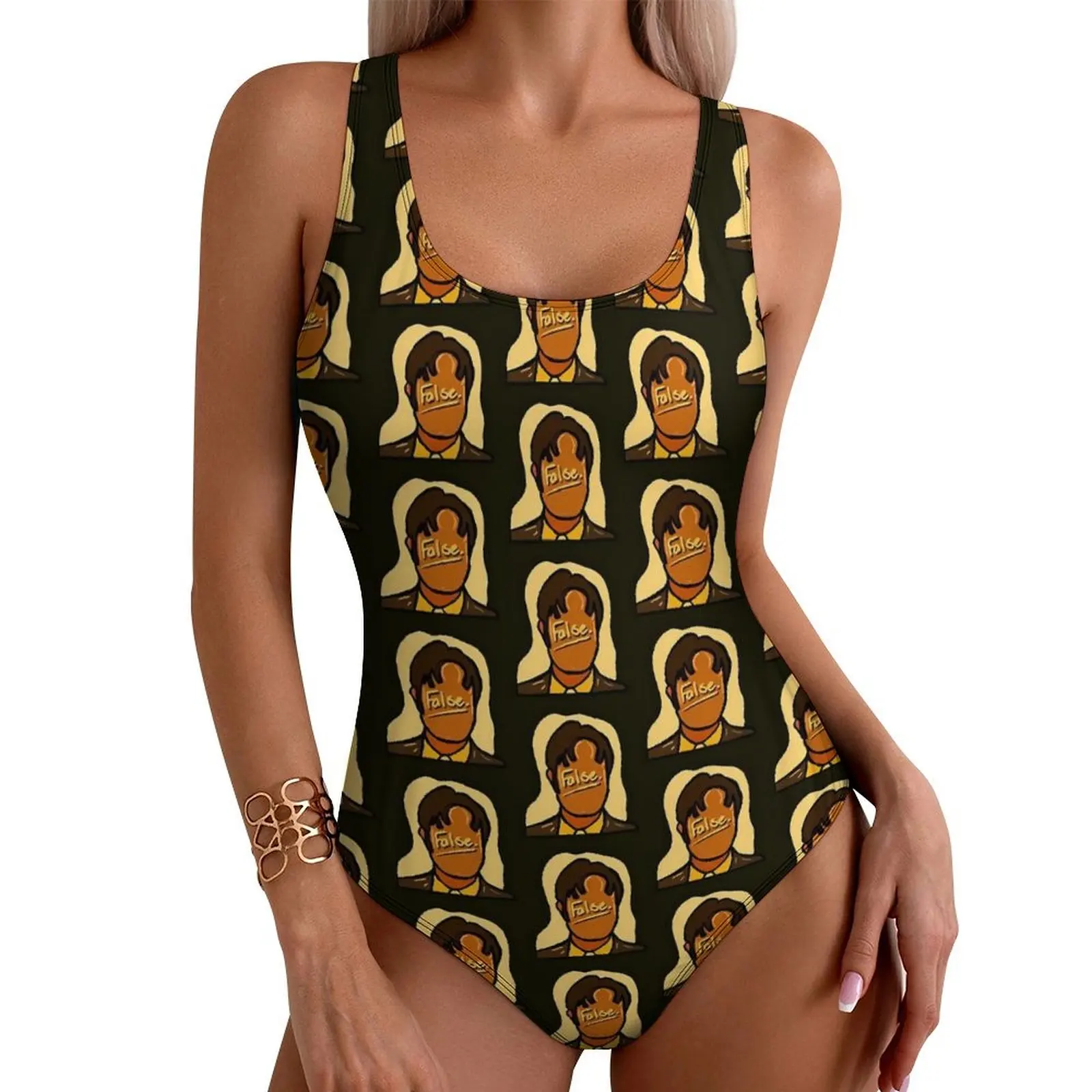 

Dwight Schrute Swimsuit False Office Swimwear One Piece Surfing Swimsuits High Cut Bathing Suits Ladies Push Up Sexy Beach Wear