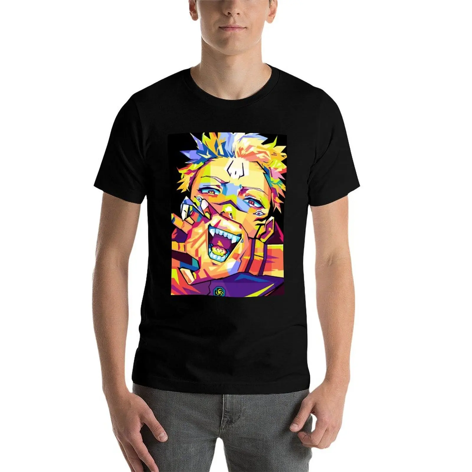 Ryomen sukuna البوب الفن تي شيرت تي شيرت رجل عادية رجل تي شيرت عالية الجودة الفاخرة العلامة التجارية رجل تي شيرت الثقيلة القطن تي شيرت