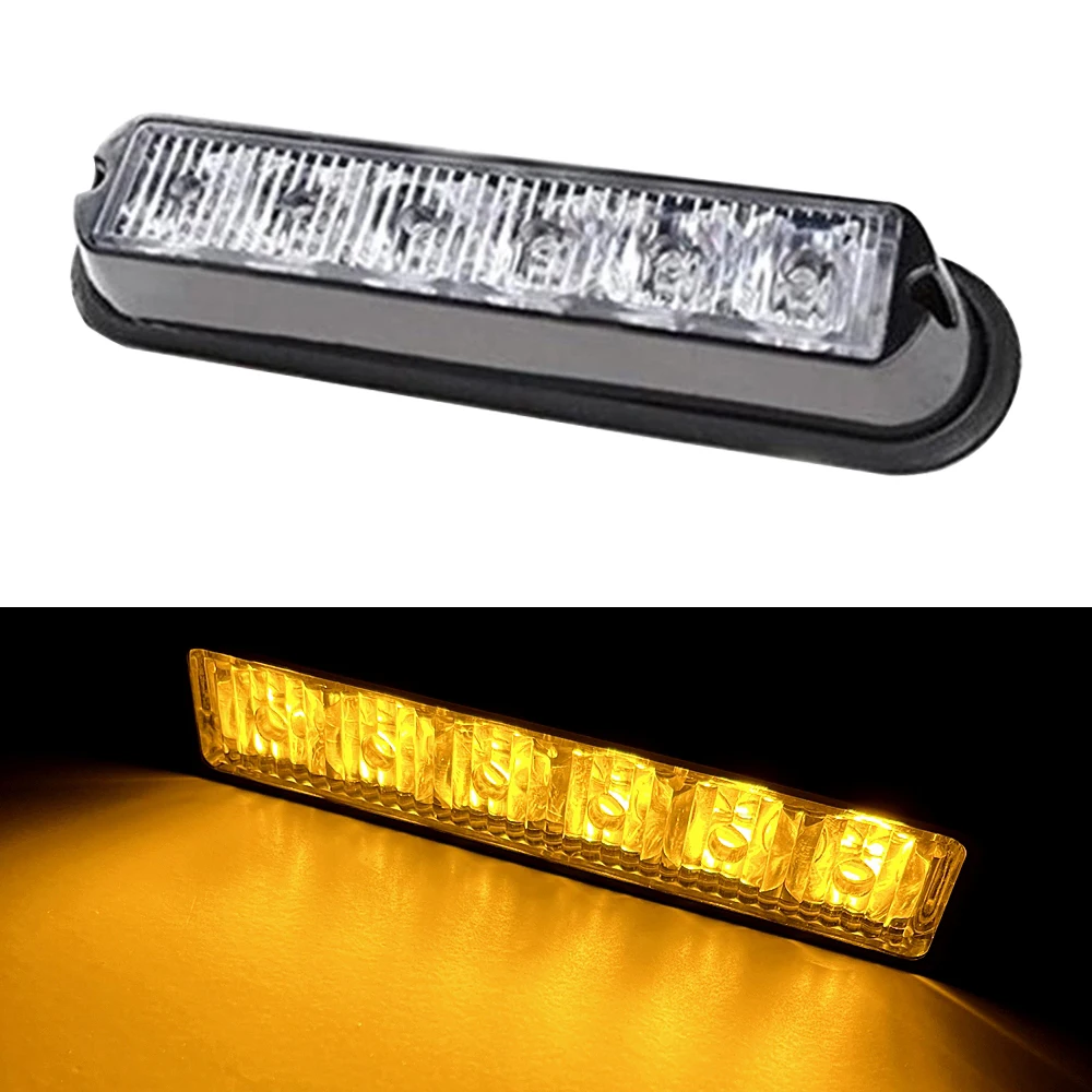 6 LED Amber Vehicle Flash Warning Tail light Car Emergency Strobe Signal Grill Lights Fog Light Police Flashing Breakdown light