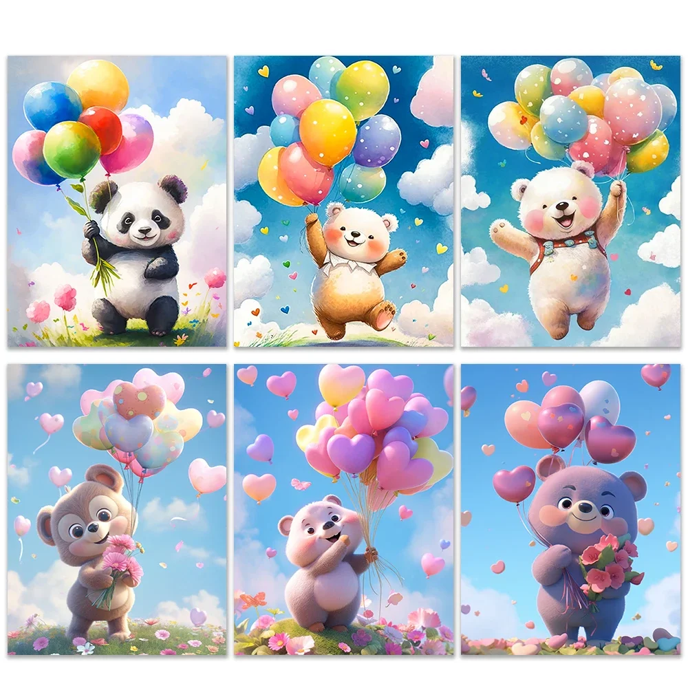 5D DIY Diamond Painting Cartoon Little Bear All Diamond Embroidery Mosaic Cute Rabbit Cross Stitch Set Home Decoration Gift