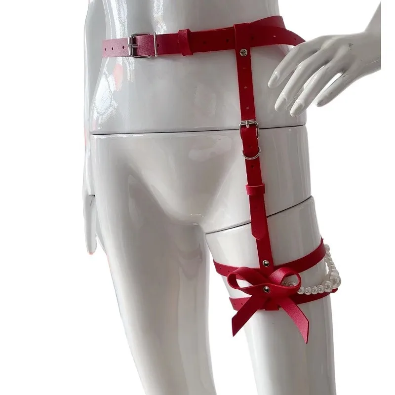 مثير الجلود تسخير النساء مجموعة الجسم عبودية حزام فاسق حزام الساق ضيق الرباط القوطي اكسسوارات الحمالات مع مجموعة حزام #5