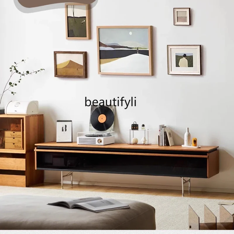 

XZXTV cabinet rock slab solid wood cherry wood minimalist coffee table combination modern log Nordic style Japanese style
