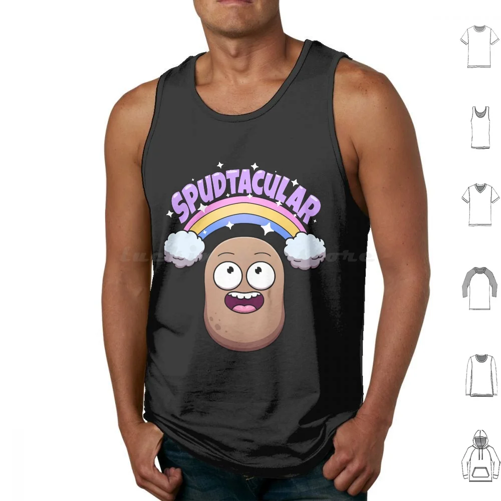 

Spud-Tacular Potato Tank Tops Print Cotton Bright Cartoon Cute Potato Cutie Happy Potato Lover Rainbow Shine