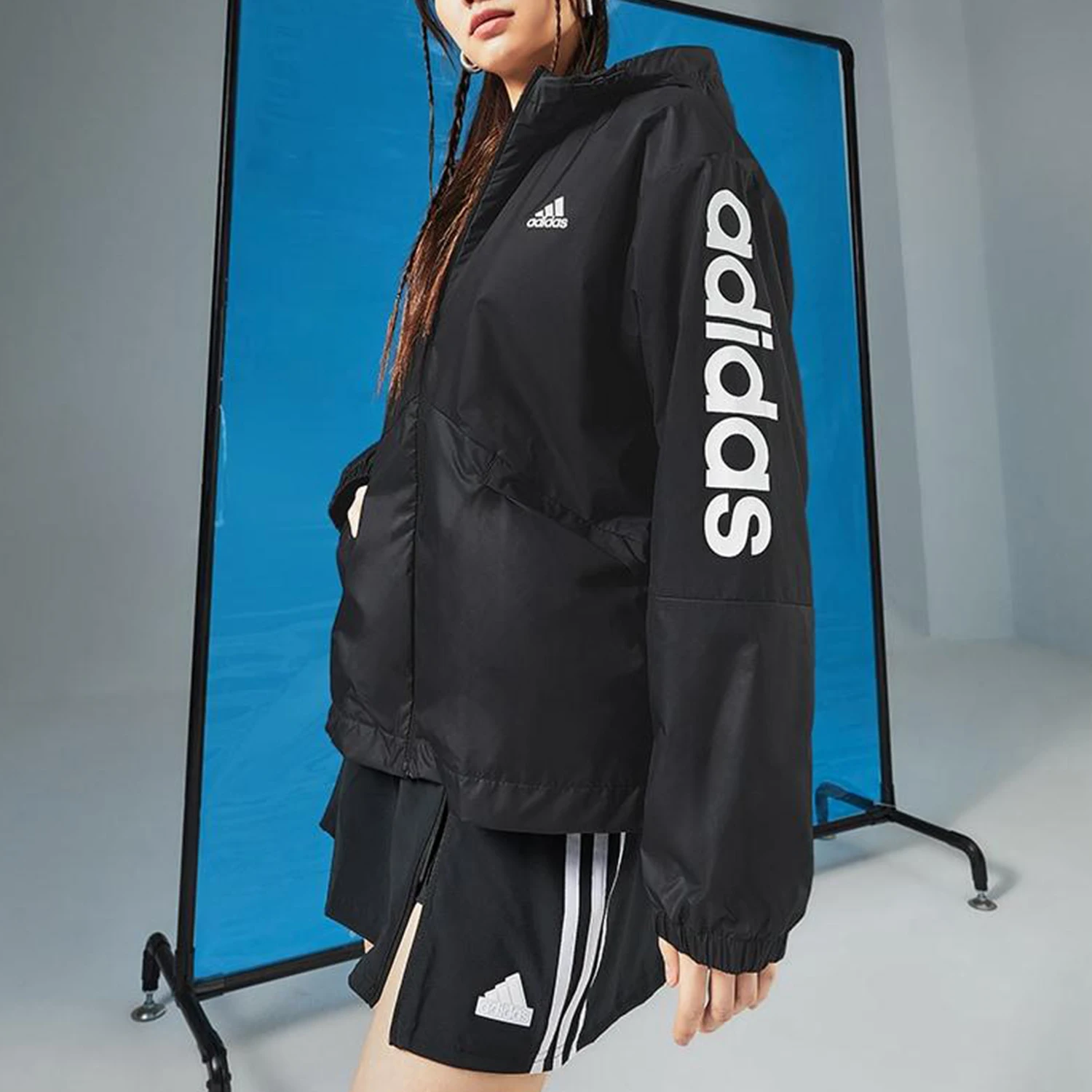Adidas Originals W LIN WB Women's Loose Hooded Pattern Jacket H07842