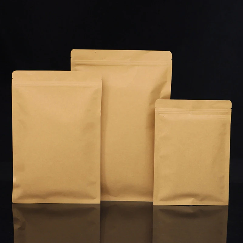 Kraftpapier mit flachem Boden, Aluminiumfolie im Inneren, Reißverschluss, Heißsiegel-Verpackungsbeutel, Lebensmittel, Kaffeebohnen, Snacks, Geschenkverpackungsbeutel – Detail 7