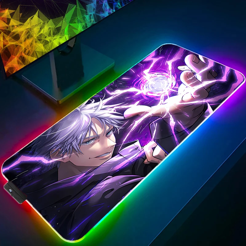 

RGB Mouse Pad Large J-jujutsu Kaisen PC Computer Gamer Kawaii Gaming Accessories LED Mousepad Keyboard Desk Mat Carpet