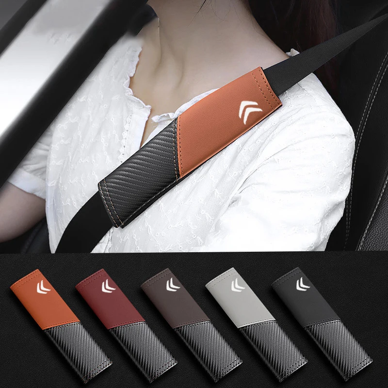 

Comfort Driving! Citroën Logo Seat Belt Cover Pad Anti-Chafing Leather Shoulder Protector for C3 C4 C5 Picasso Elysee Berlingo