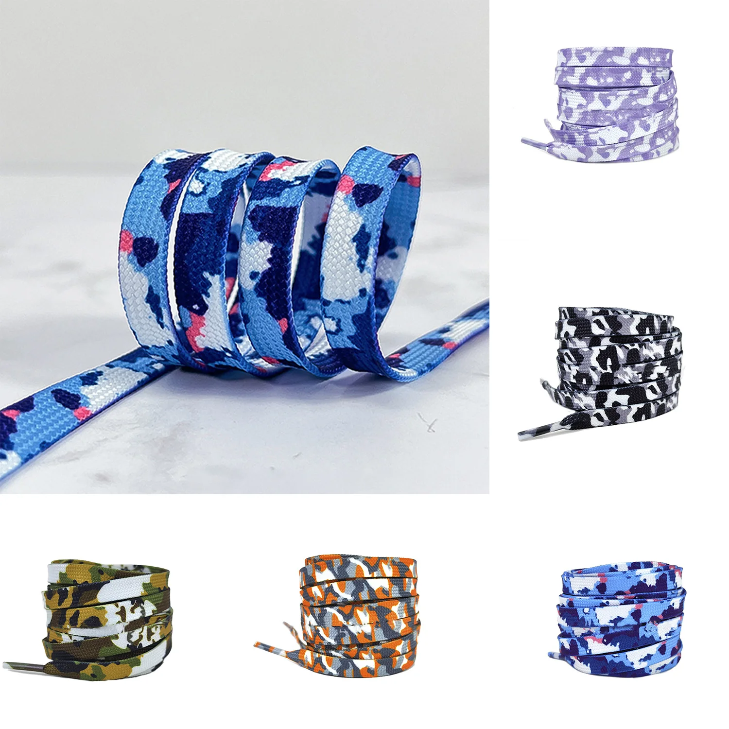 1 Pair Fashion Camouflage Print Shoelaces Flat Casual Laces For Sneakers 120CM Shoe Laces Accessories