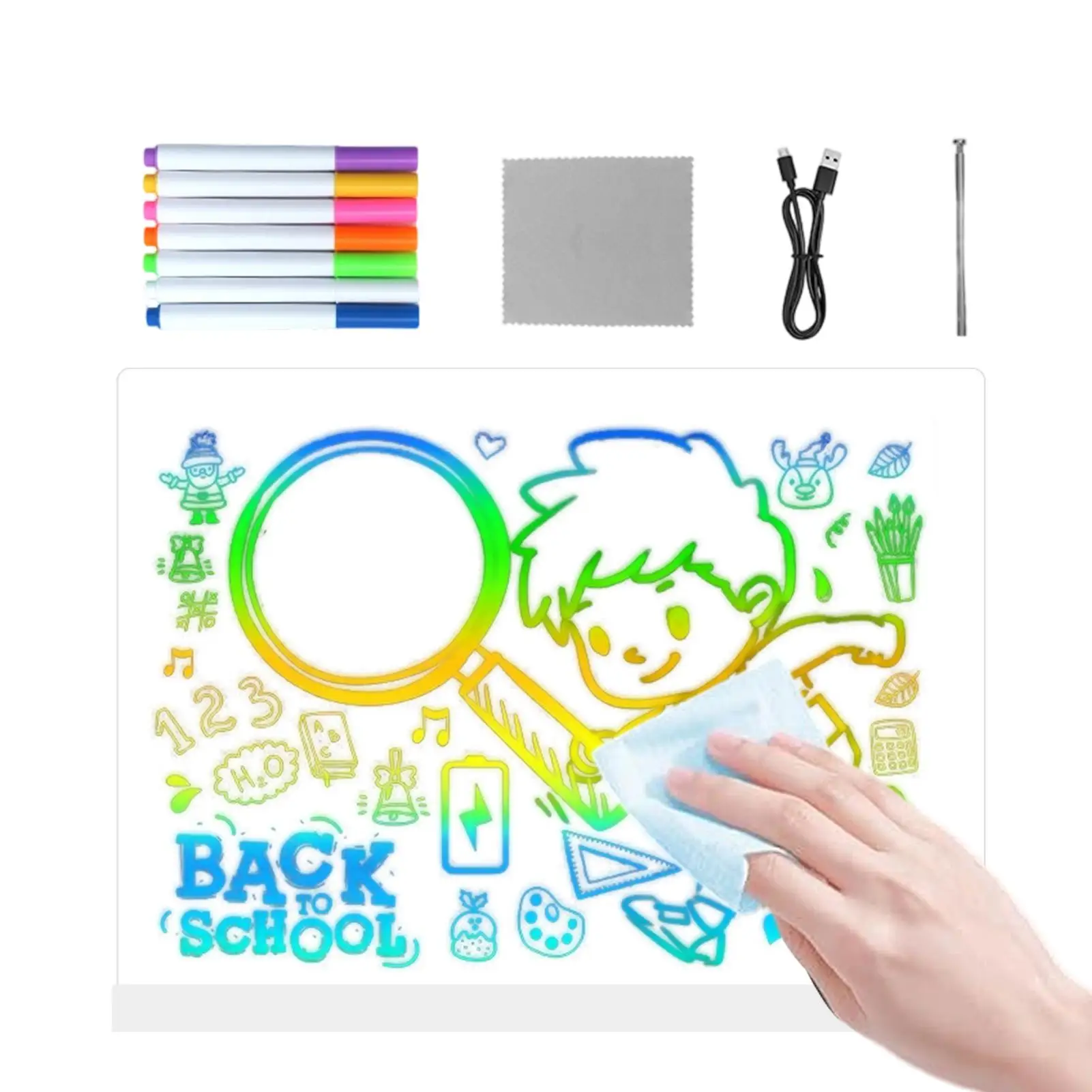 LED-Notiztafel, 7 Farben, trocken abwischbar, Touch-Steuerung, Malspielzeug, LED-Lichttafel für Kinder, Nachtlicht, Heimbüros, Schule, Urlaub