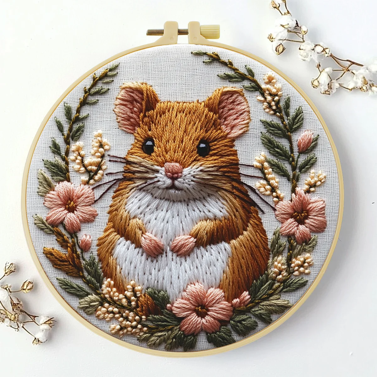 1 Stück 20X20CM/15X15CM 7,87/6,3 Zoll Ein Niedliches Kleines Eichhörnchen Taschen-Stickerei-Starter-Kit DIY-Set für Anfänger zum Basteln und Malen – Detail 2
