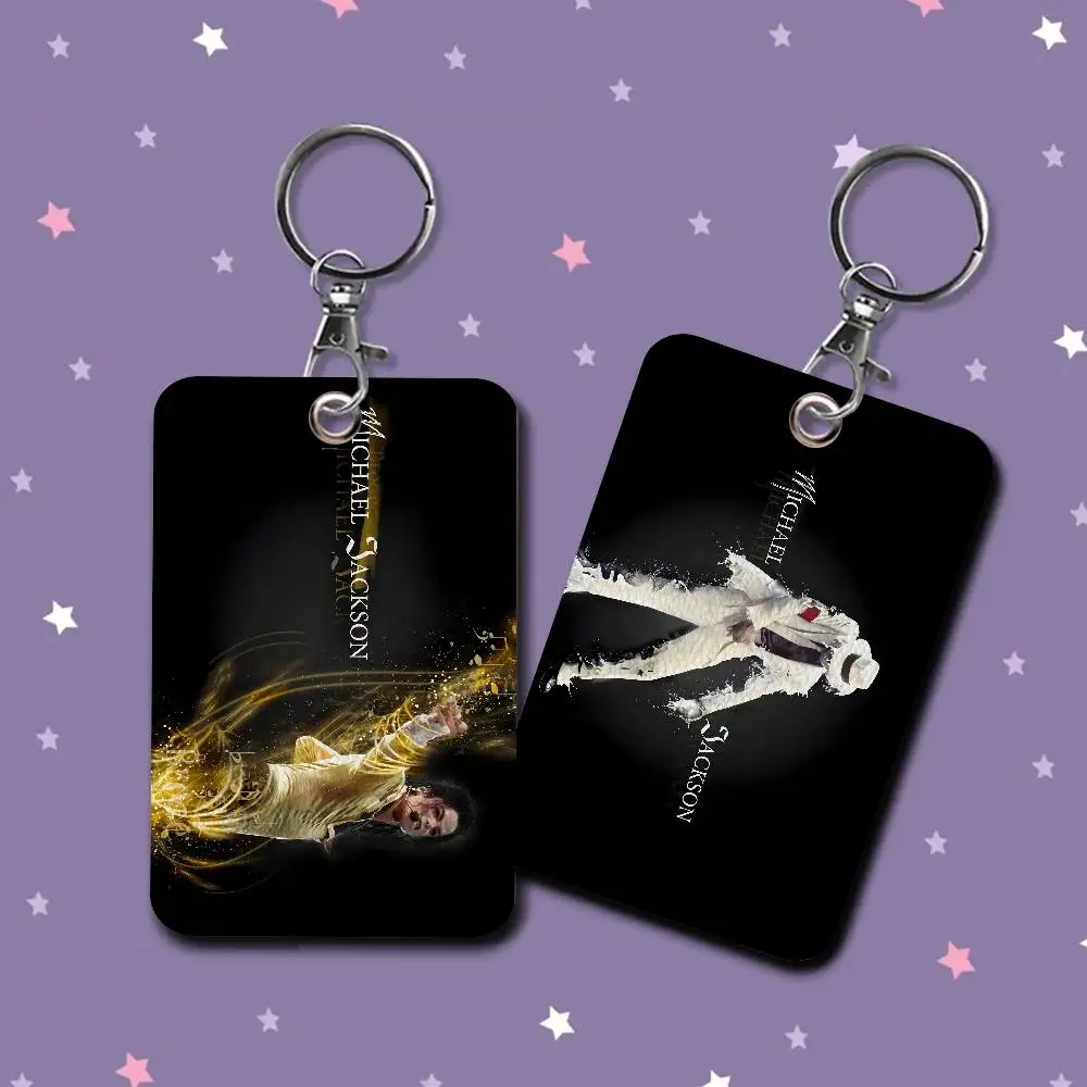 Music Icon M-Michael J-Jackson Style PU Access Card Holder with Keychain - Executive Protection for Bank card,Subway
