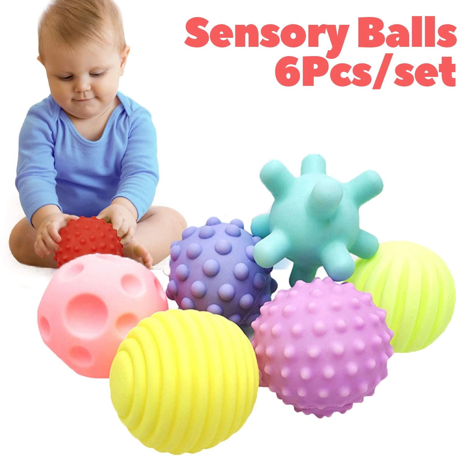 6pcs/Set Baby Toy Sensory Balls Set Soft Training Tactile Massage Ball Montessori Toy For Newborn 6 12 Months Kids Gift