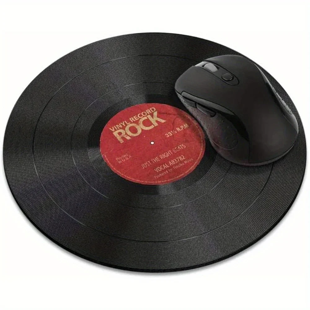 Kleines rundes Mauspad im Retro-Stil, Vinyl-Schallplatten-Mauspad, Computer-Laptop-Büro- und Gaming-Schreibtischunterlage, rutschfeste HD-Mauspads aus Gummi