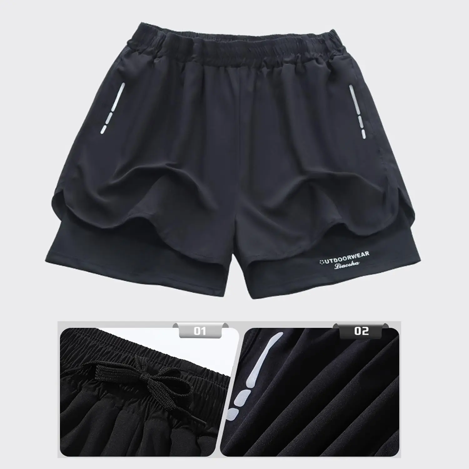 Men's Swim Trunks Quick Dry Athletic Shorts with Compression Liner for Beach Pool Running Gym