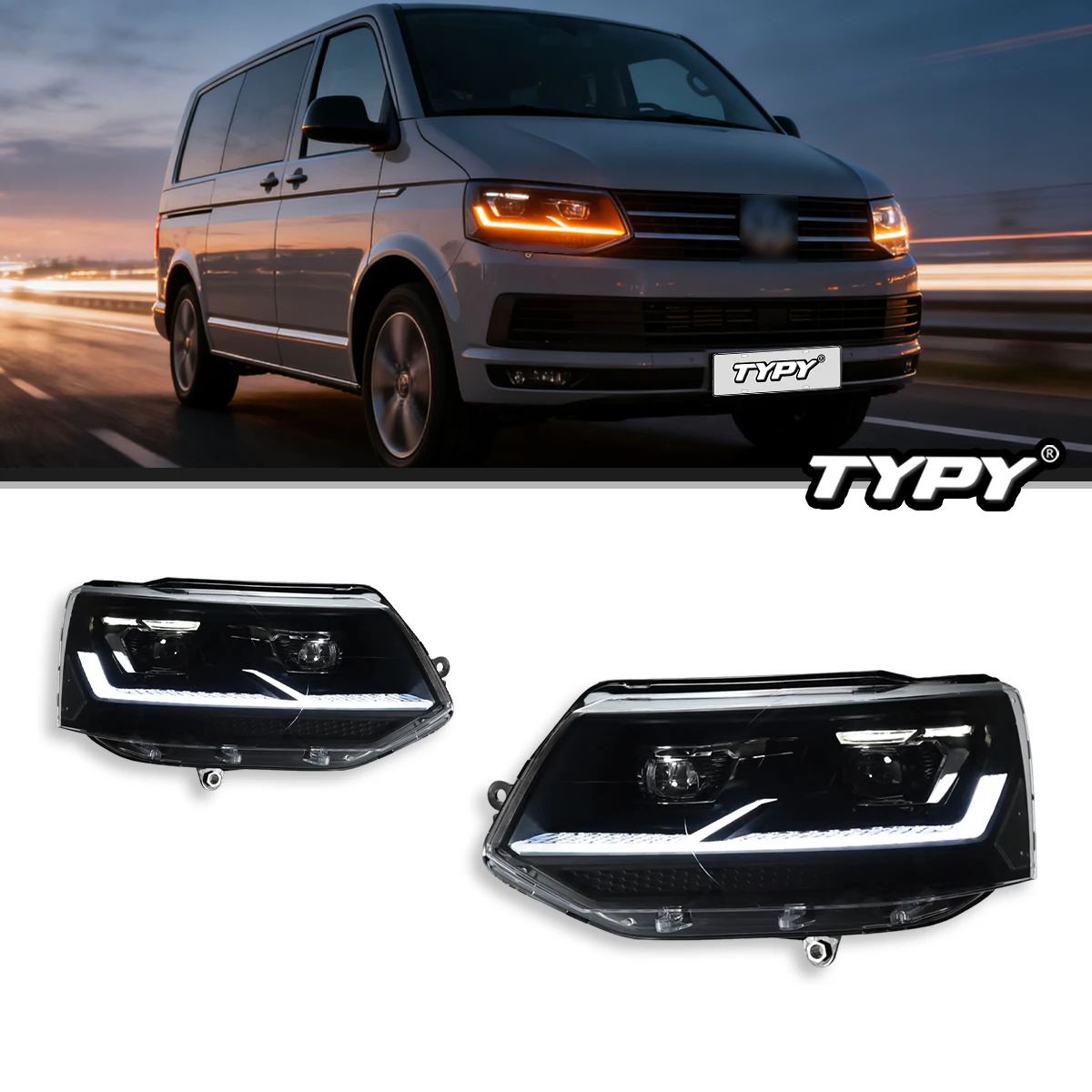 

TYPY Car Headlights For VW Multivan T5 2010-2019 LED Headlights DRL Turn Signal High Beam Projector Lens