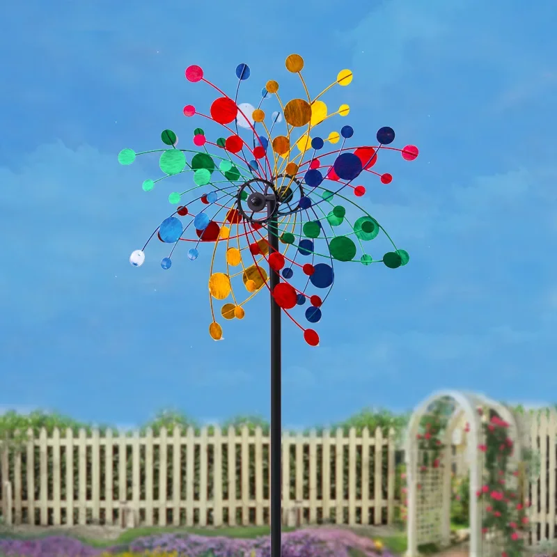 Fireworks Windmill Creative Outdoor Decoration Iron Color Double-Sided Fan Blade Rotating Garden Courtyard