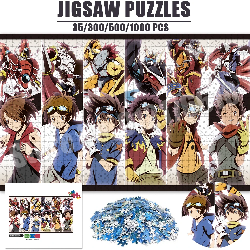 Digimon Puzzles for Adults 300/500/1000 Pieces Digital Evolution Jigsaw Puzzle Education Diy Nostalgia Game Toys Kids Gifts