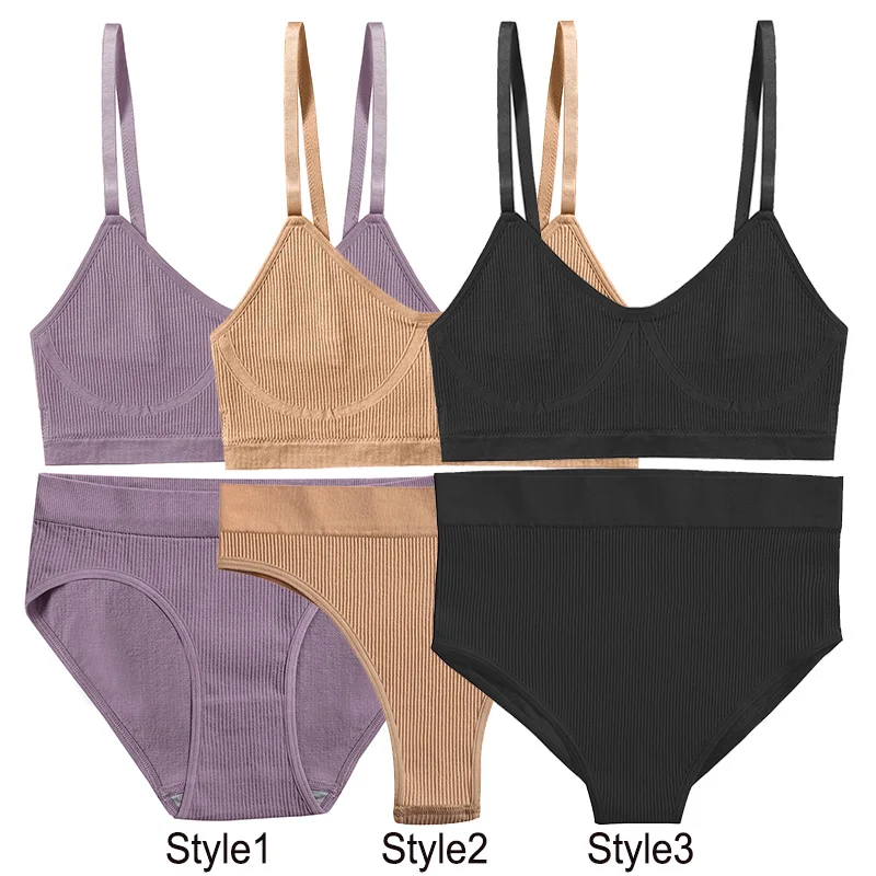 Women Bra Set Panties Sexy Push Up Bralette Female Fitness Seamless Underwear Sports Lingerie Brassiere Set Tank Crop Tops S-XL