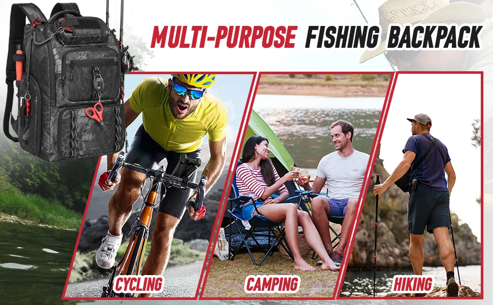 40L Wasserdichter Angelrucksack mit 4 Köderboxen Multifunktionaler Fisch-Tackle-Rucksack Köder-Organizer Aufbewahrungstasche für Outdoor-Wanderungen – Detail 2