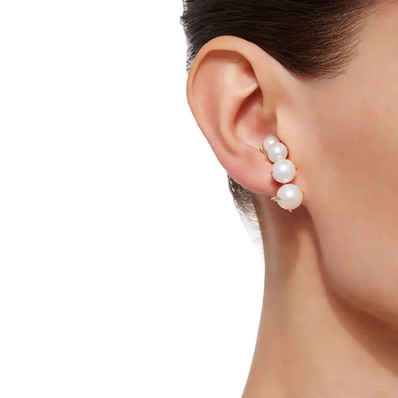 Withered Gradual Pearl Ear Clip Earrings, Feminine Temperament, Socialite Jewelry Earrings Women's Earrings Ear Cuffs