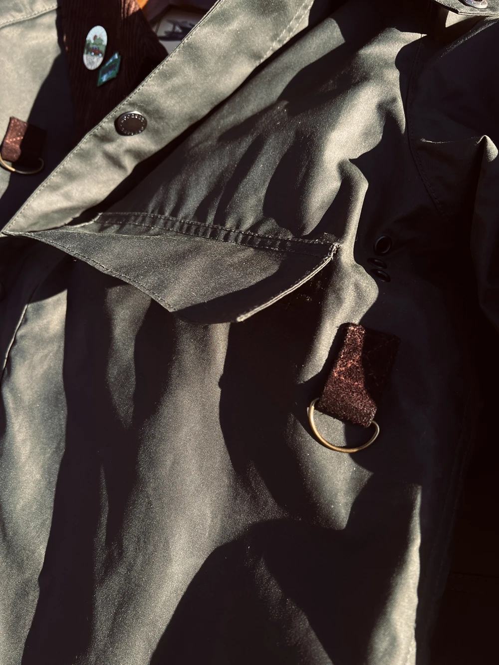 جاكيت قماش شمعي زيتي براندو مع طية صدر ، صورة ظلية قصيرة ، جاكيت نحيف كلاسيكي سفاري ، قصير #4