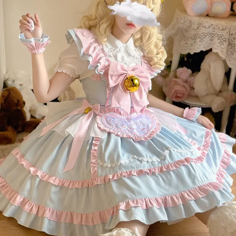 

SOIOMES [Sweetheart Chef]~Original Design Pink Lolita Dress Sweet Maid JSK Strap Dress