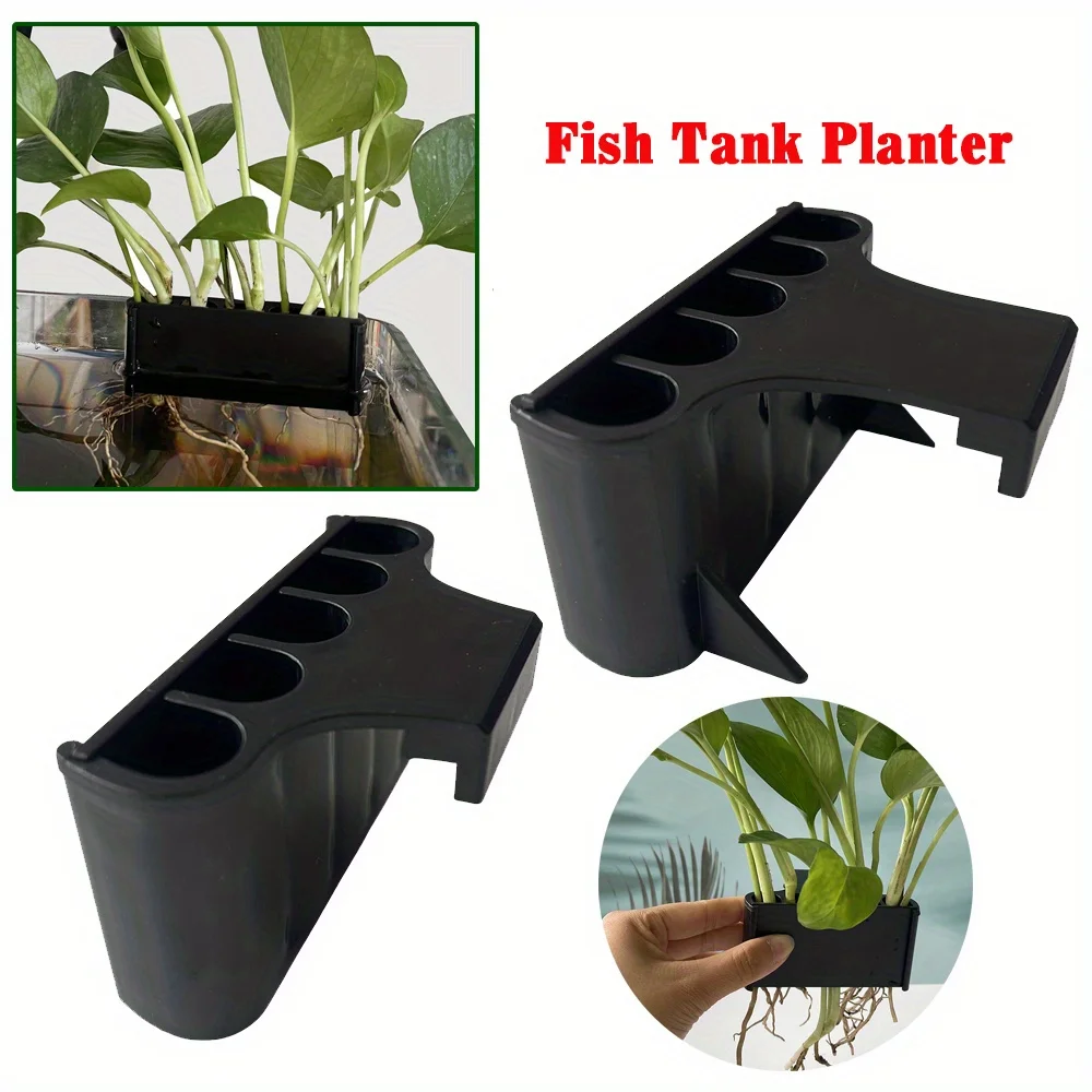 Soporte para plantas de acuario con gancho para colgar, cesta de macetero sumergible para plantas acuáticas vivas, decoración de pecera con integrado