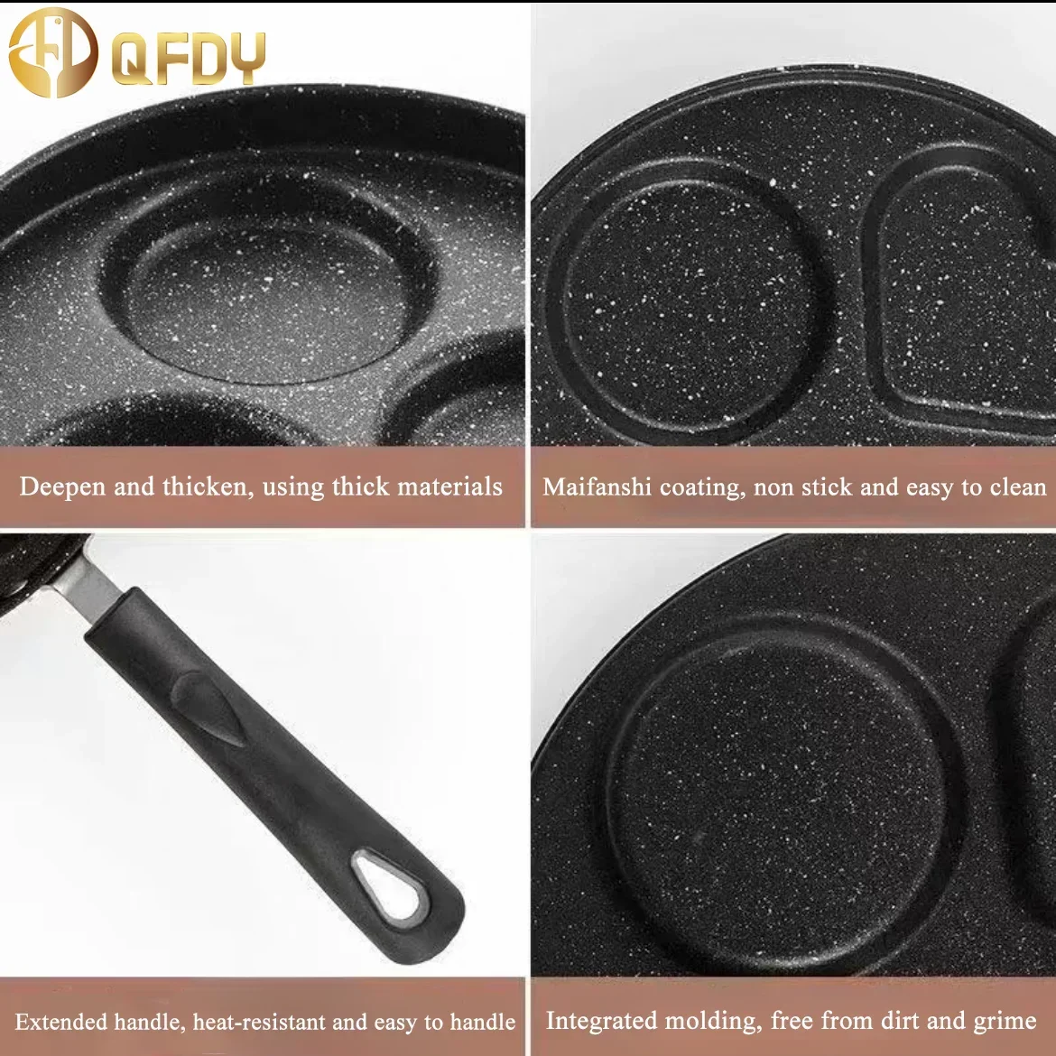 4 Cups Pancakes Frying Pans Breakfast Egg Pan Durable Non-stick Pan Holes Cooking Egg Ham Pans Pancak Maker Pan Cookware