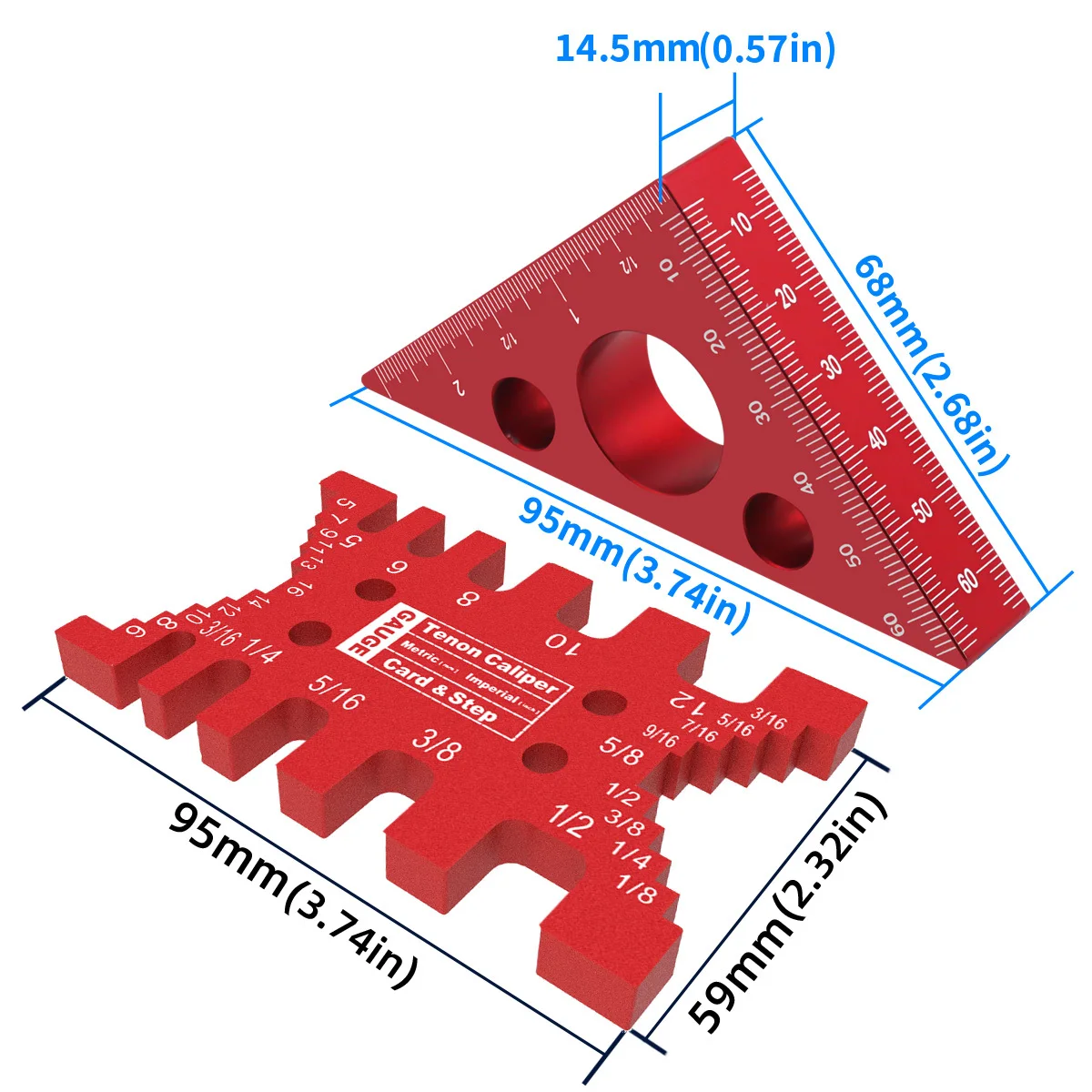 Aluminum Dovetail Jig and Triangle Ruler Kit, 2Pc Router/Saw Table Precision Depth Gauge and Tenon Gaps Gauge for Woodworking