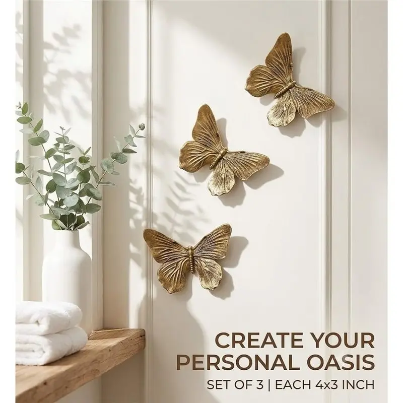 2026 New 3D Butterfly Wall Decor Art For Home Bedroom Set Of 3 (Antique Copper) Perfect For Living Room, Bedroom, Bathroom,