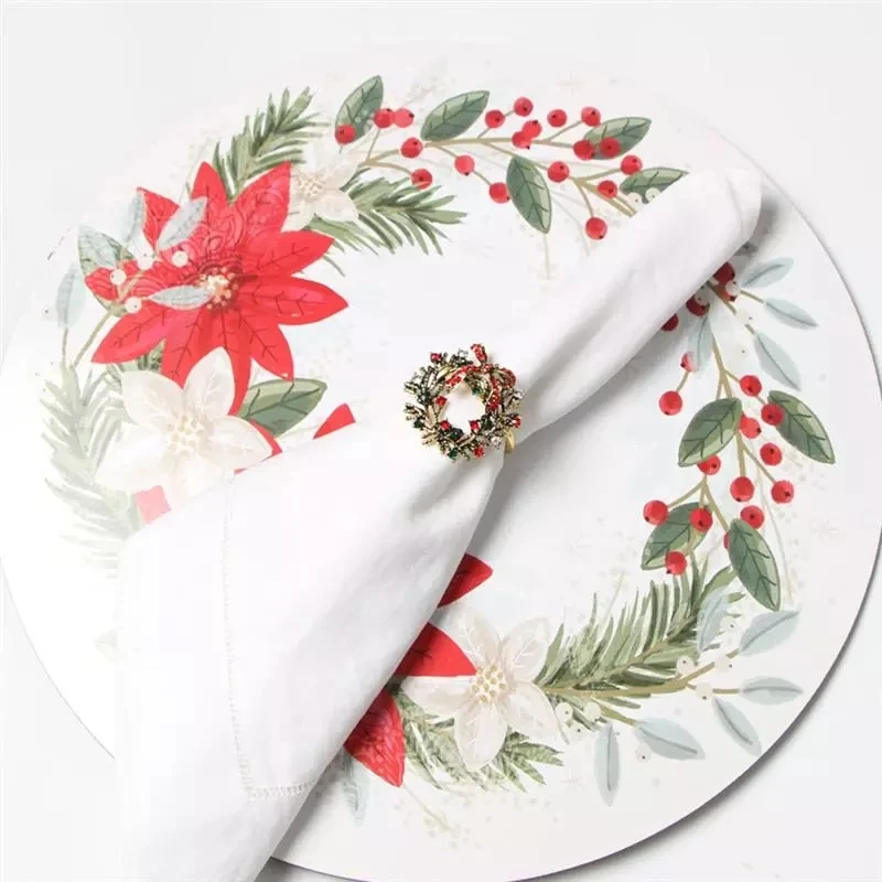 J1UL1N 4Pcs Christmas Napkin Rings Napkin Clasps Alloy Napkin Rings Napkin Buckles Dinner Wedding Party Table Decoration