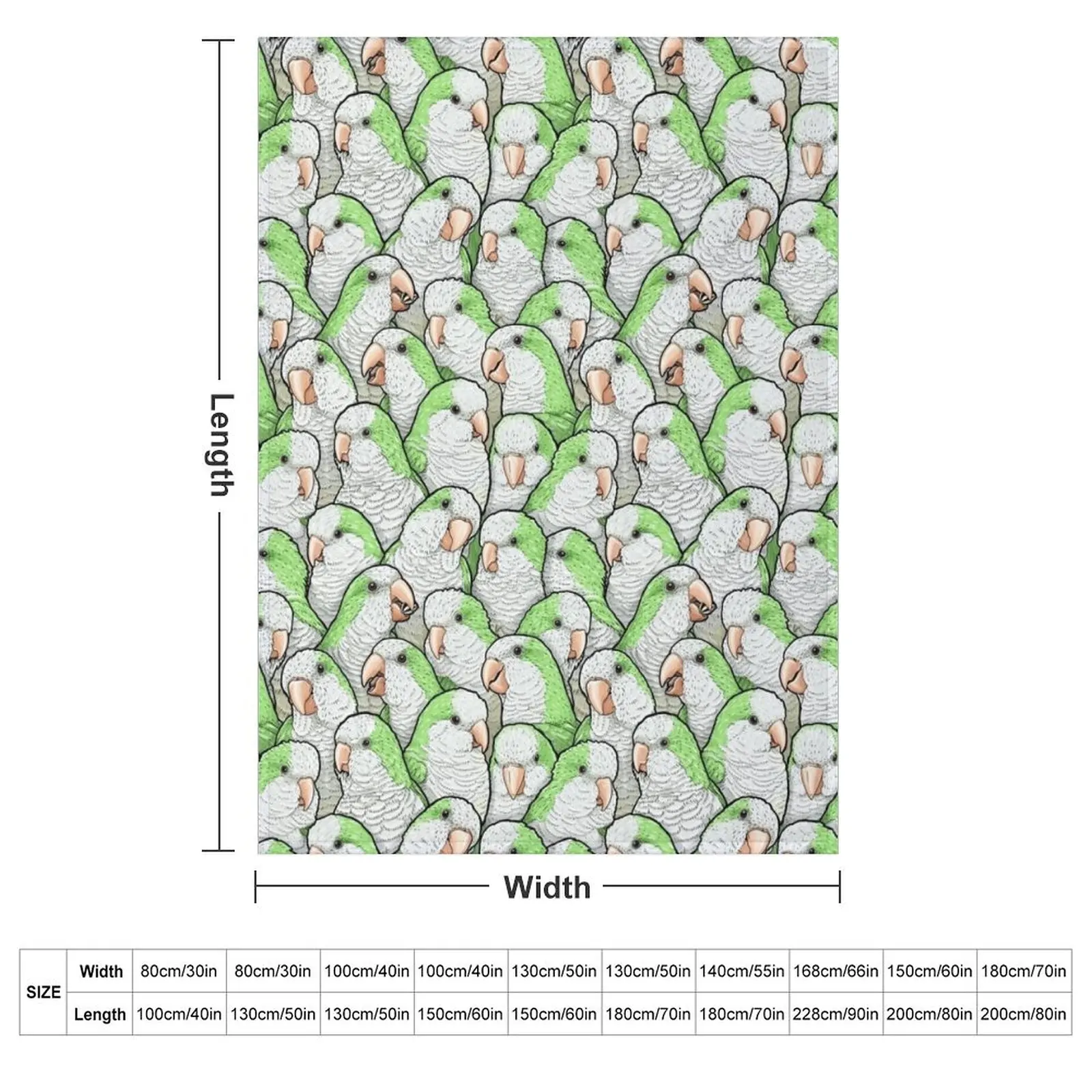 Green Quaker Monk Parakeets Throw Blanket Furry Hair Soft Plush Plaid Luxury Brand Blankets