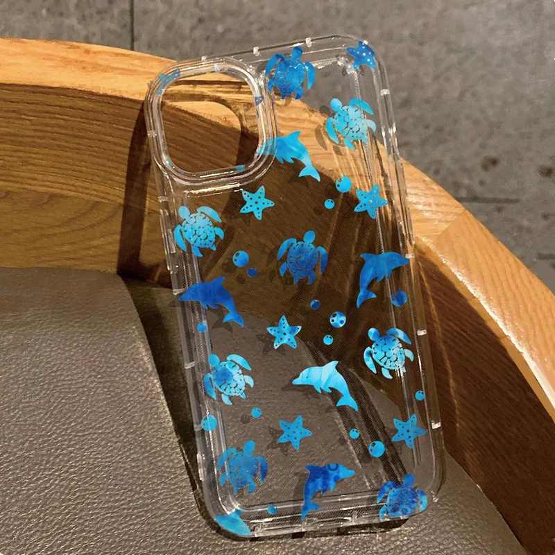 

Clear Starfish & Dolphin Pattern Phone Case for Xiaomi Redmi Note 13 12 Turbo 11 Pro Plus 4g 5g 12S 11S 10S 10 Pro Airbag Cover